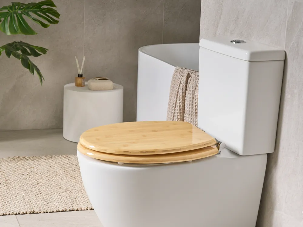 Toilet Seat CUAREIM Soft Close Bamboo Light Brown