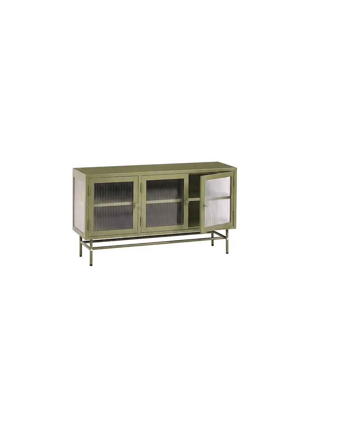 Glass Display Sideboard DEVON 115 cm Metal Green_1124449