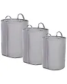 Set of 3 Baskets ARCHA Cotton Grey