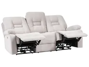 Soffgrupp med elektrisk reclinerfunktion 6-sits BERGEN med USB-port Sammet Ljusbeige_1064818