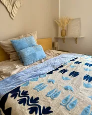 Set of 2 Decorative Cushions MILLET 43 x 43 cm Corduroy Blue Geometric Pattern_982418