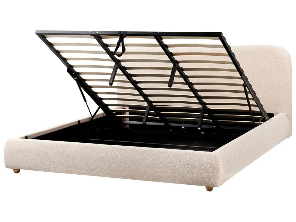 Ottoman Bed BLAGNAC Boucle Light Beige 180 x 200 cm (EU Super King)_960652