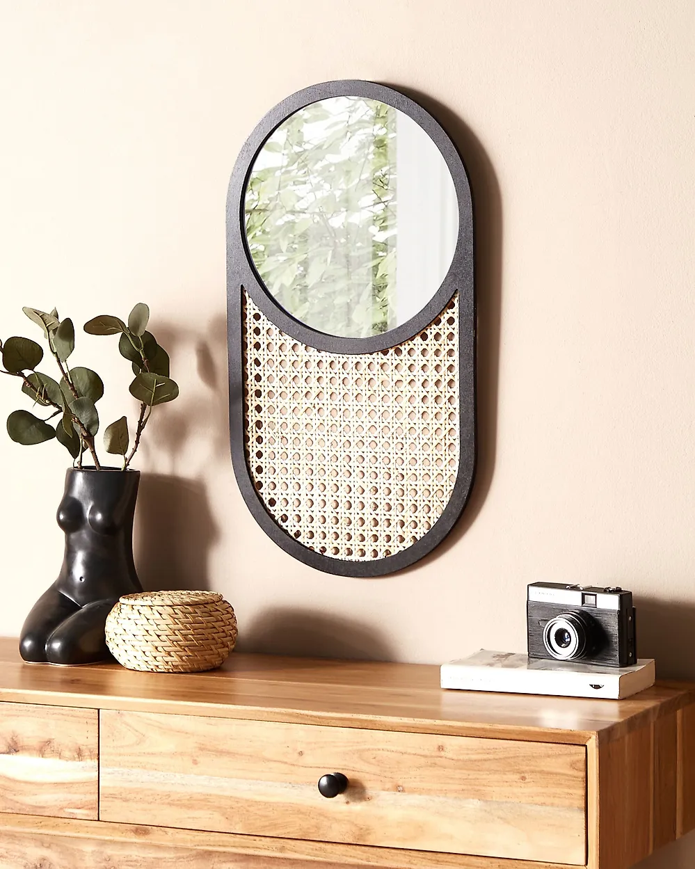 Wall Mirror BALEAL 30 cm 56 cm Rattan Natural_1182933