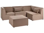 Moduulikulmasohva 4-istuttava LEMVIG rahilla Vakosametti Tumma beige Vasen_1053354