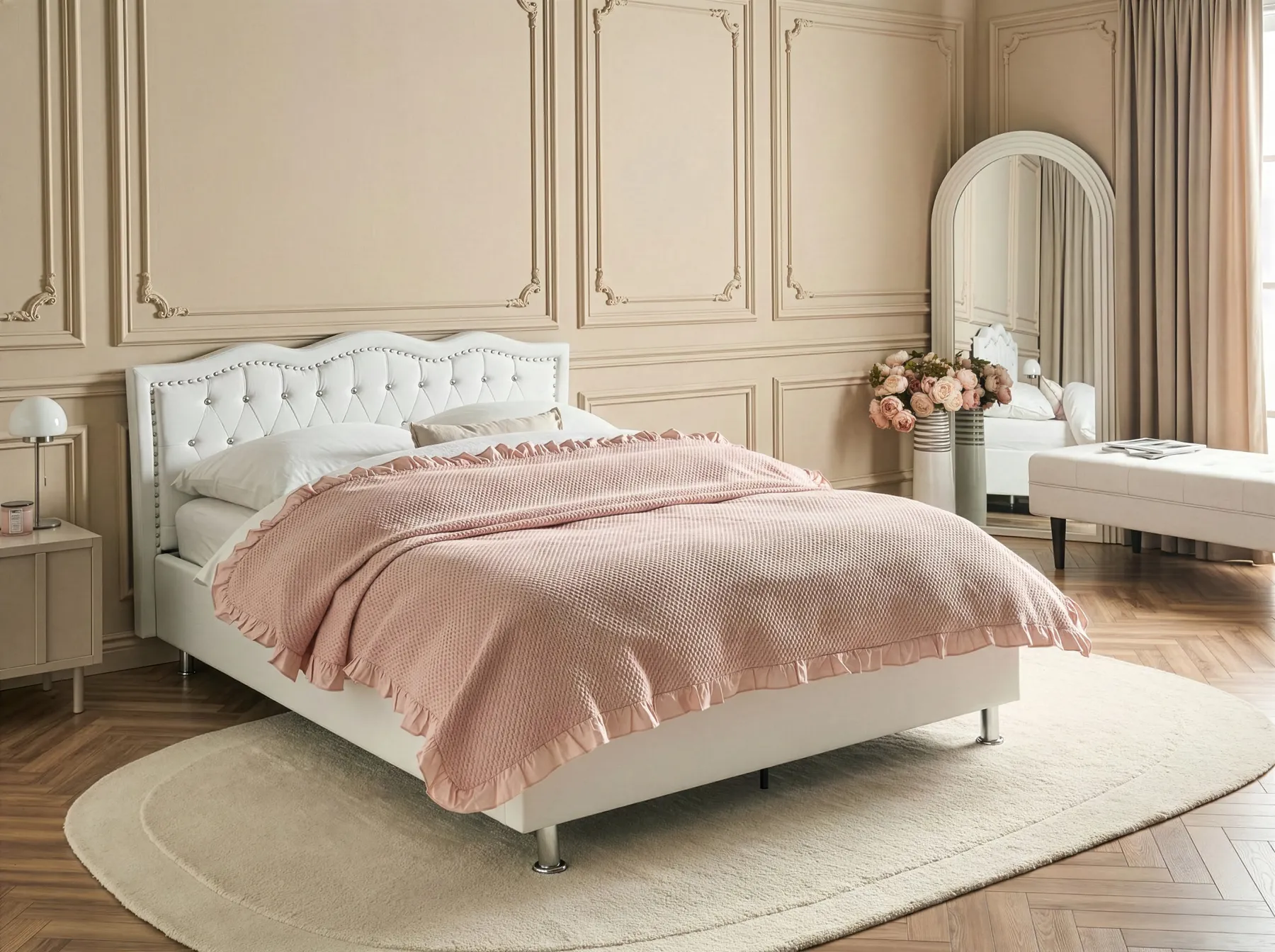 Ottoman Bed METZ Faux Leather White 140 x 200 cm (EU Double)_1078355