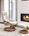 Massage Chair FORCE with Footstool Faux Leather Light Beige