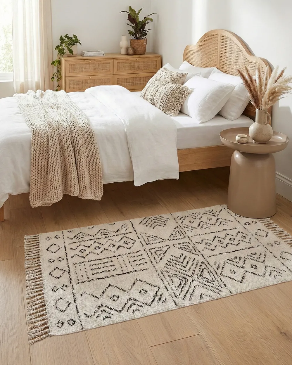 Wool Area Rug White and Black ALKENT Various Sizes
