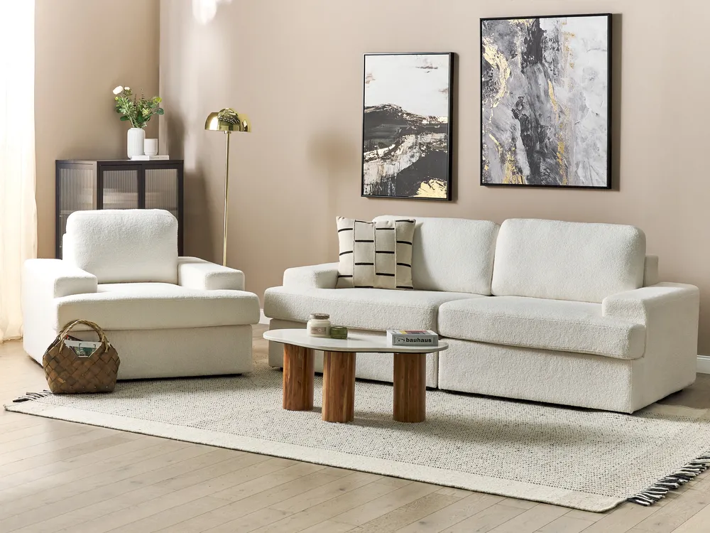 Living Room Set 4 Seater ALLA Boucle Off-White