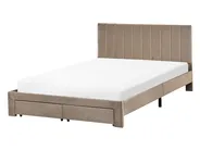 Bed with Storage Drawers LONZAC Velvet Taupe 140 x 200 cm (EU Double)_1014829