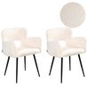 Set of 2 Dining Chairs SANILAC Boucle White