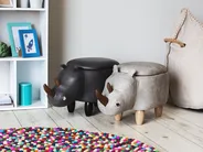 Storage Animal Stool RHINO Rhino Faux Leather Light Grey_710430