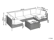 U-Shape Garden Sofa 6 Seater OMEGANA Modular PE Rattan Light Beige_1041235