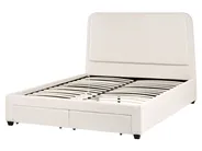 Bed with Storage Drawers SARDENT Boucle Off-White 160 x 200 cm (EU King Size)_1009110