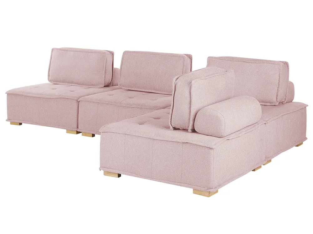 Modular Corner Sofa 4 Seater TIBRO Fabric Pink Right Hand_825632