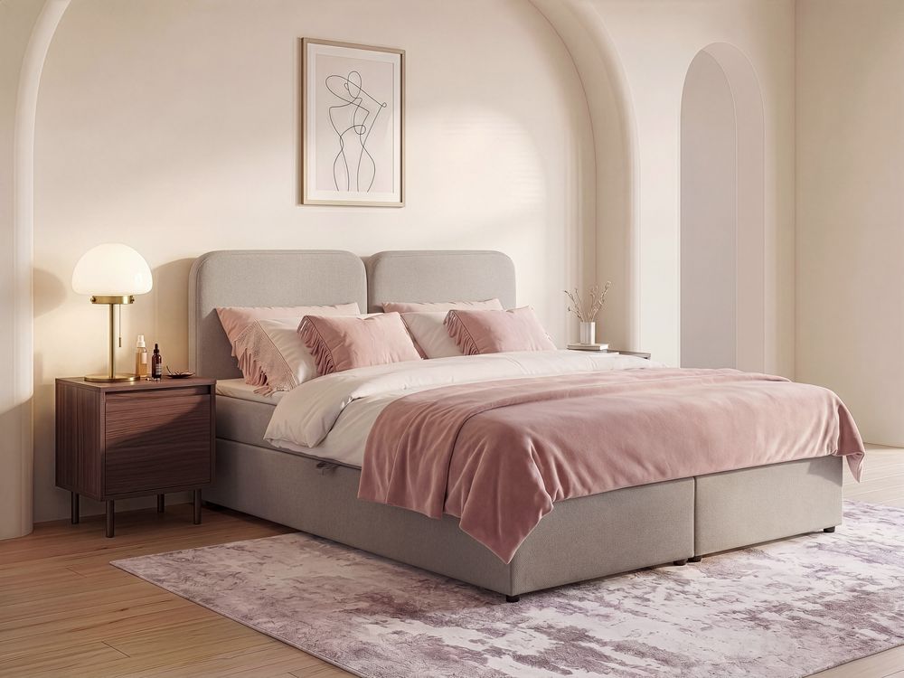 Divan Bed with Storage CHANCELLOR Fabric Taupe 180 x 200 cm (EU Super King)