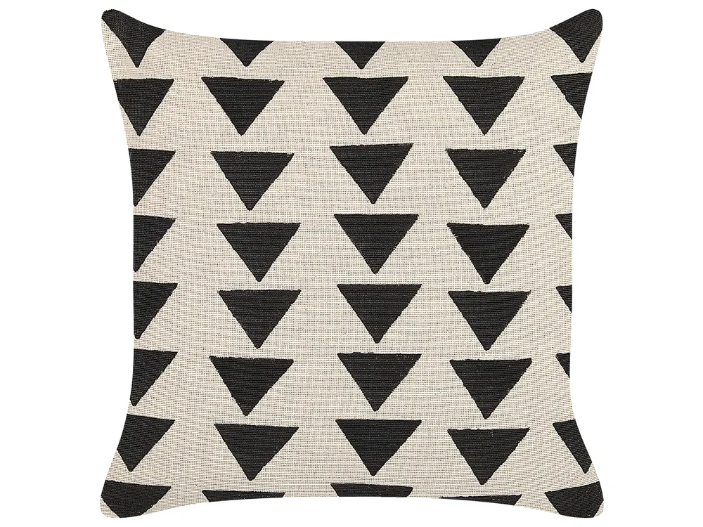 Throw Cushion CERCIS 45 x 45 cm Cotton Beige Geometric Pattern