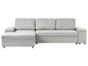 Corner Sofa Bed 3 Seater HRISEY with Storage Faux Linen Light Grey Right Hand