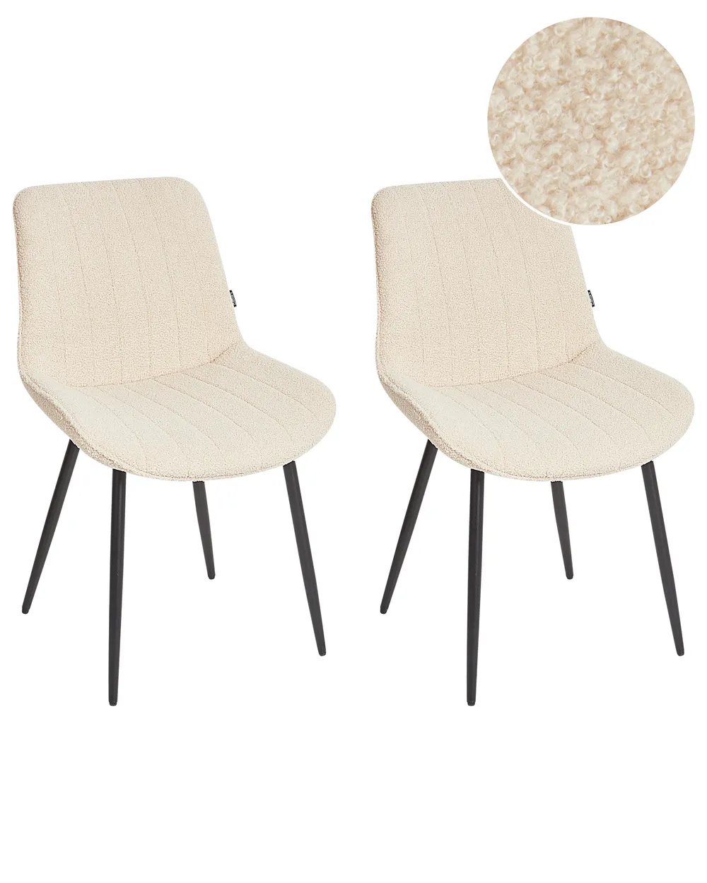 Set of 2 Dining Chairs DUBROVNIK Boucle Light Beige
