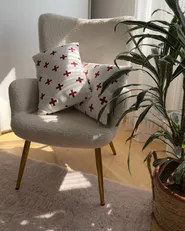 Set of 2 Decorative Cushions VELLEIA 50 x 35 cm Cotton White Geometric Pattern_981319