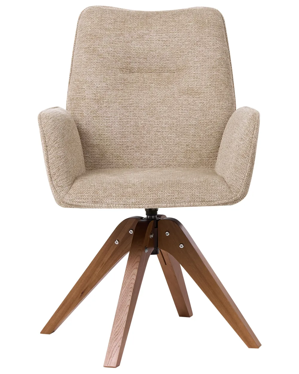 Dining Chair Swivel MOKENA Faux Linen Beige_1037971