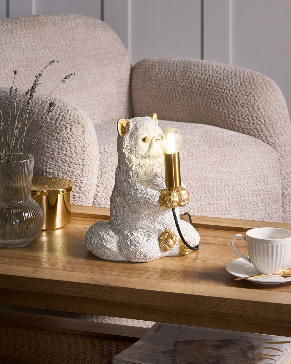 Table Lamp Cat YOKO White