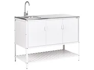 Outdoor Kitchen Cabinet with Sink MAENZA White Metal_1044991