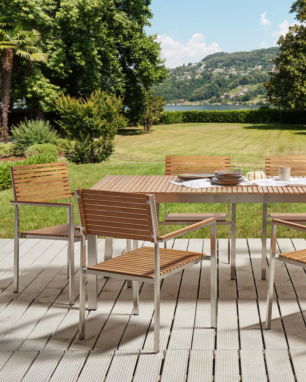 Set of 6 Garden Chairs VIAREGGIO Certified Teak Wood Brown