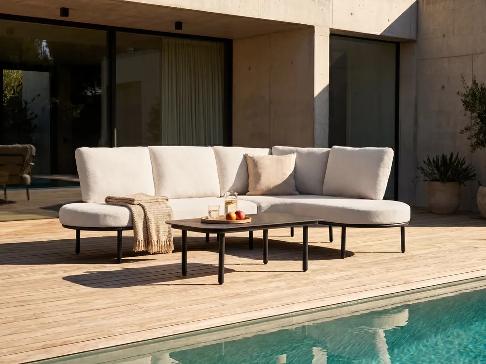Garden Sofa with Table 4 Seater POLLINA Metal Black
