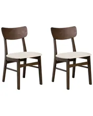 Set of 2 Dining Chairs ANOKA Wood Dark Brown/ Beige_1006358