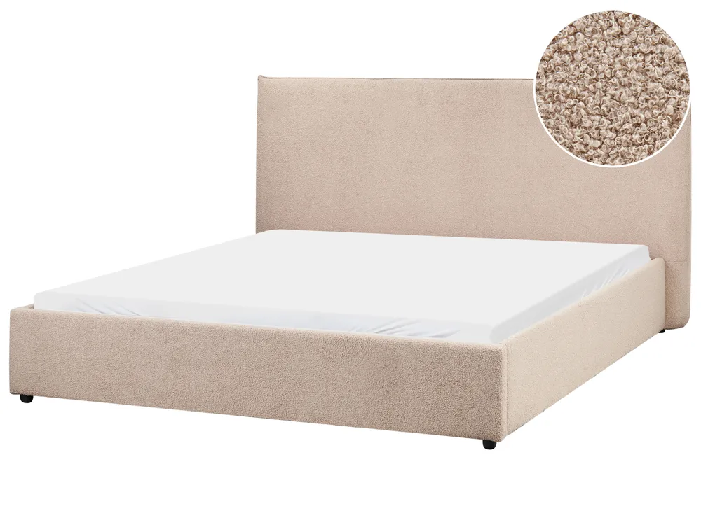 Bed Boucle LAVAUR 160 x 200 cm (EU King Size) Taupe