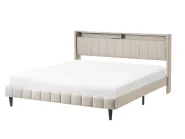 Sänky LED-valolla BEAULIEU Kangas Beige 160 x 200 cm USB-portilla säilytystila_993534