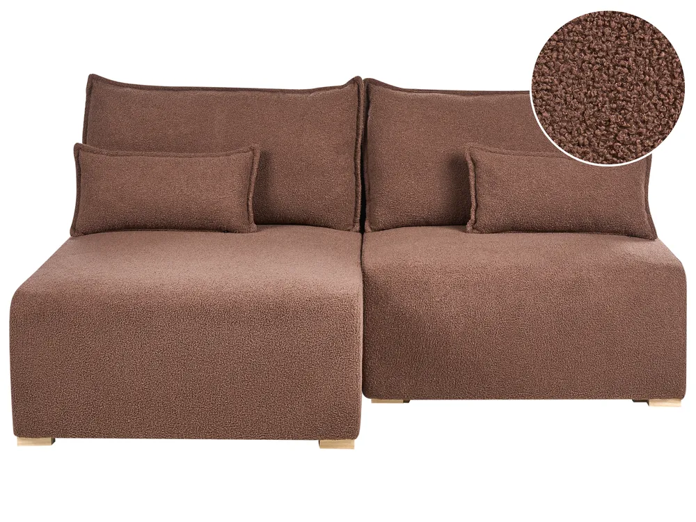 Modular Corner Sofa NERBO Boucle Brown Right Hand