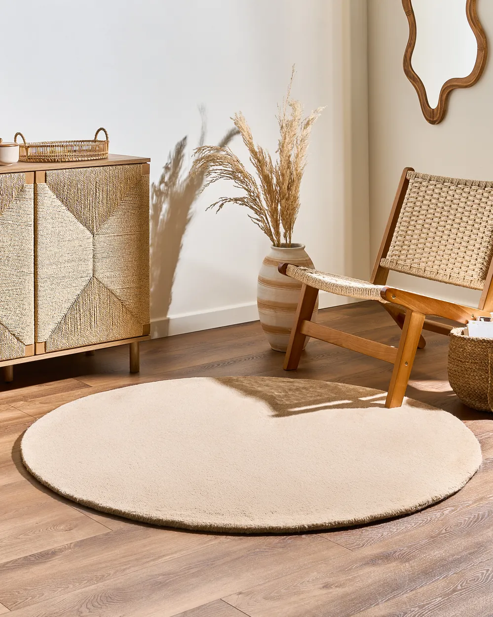 Rug VASCO Beige ø 140 cm Wool