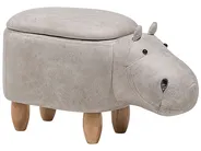 Storage Animal Stool HIPPO Hippo Faux Leather Light Grey_710407