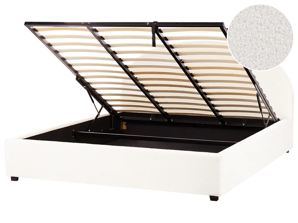Ottoman Bed VAUCLUSE Boucle Off-White 180 x 200 cm (EU Super King)_952013