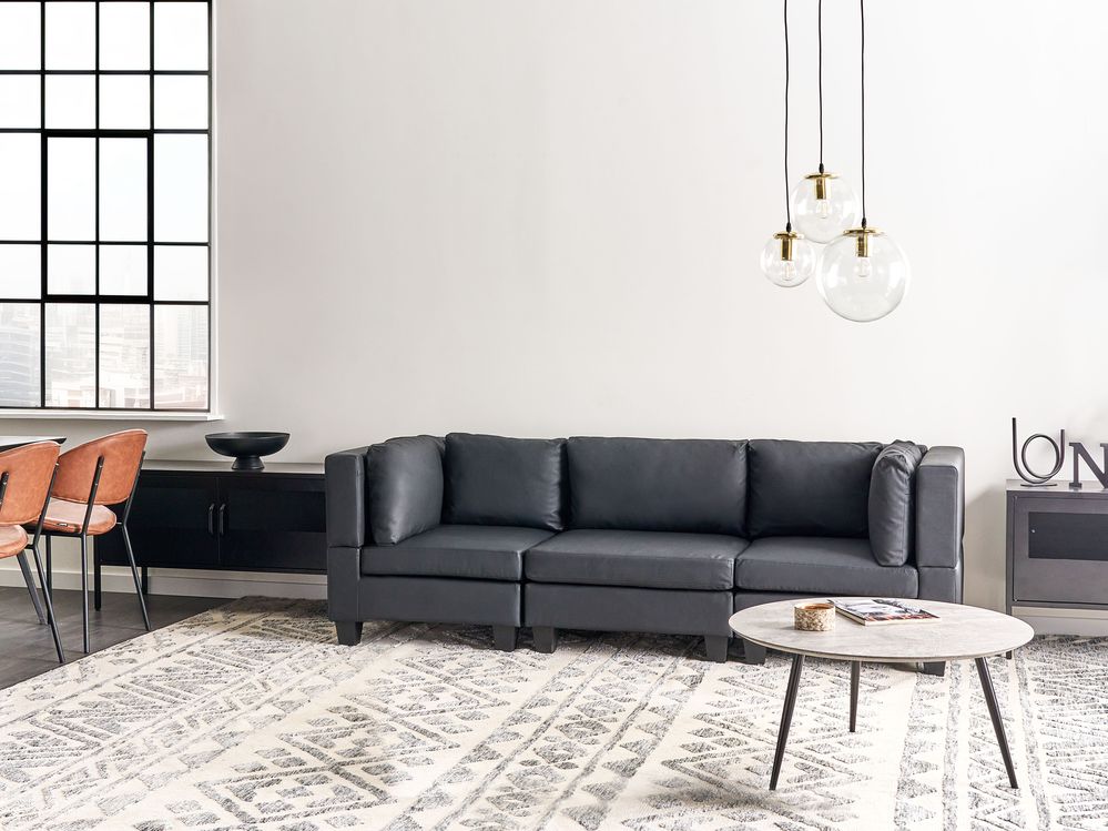 Modulsoffa 3-sits UNSTAD Konstläder Svart