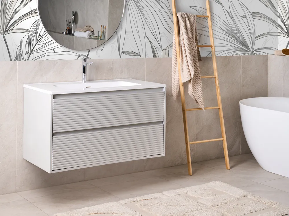 Wall Mounted Vanity Unit with Basin BAHIA Grey