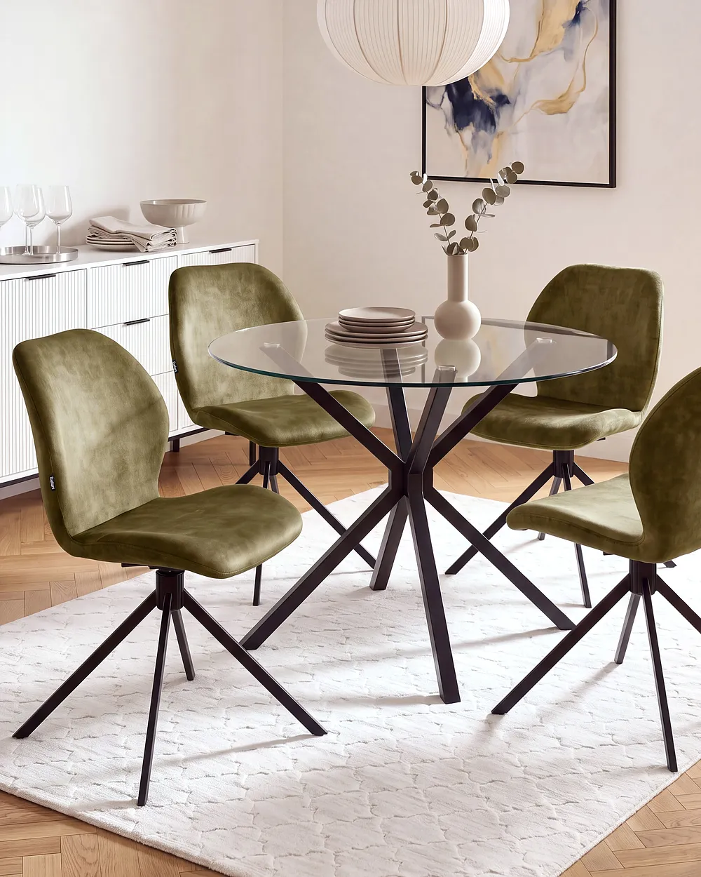 Set of 4 Dining Chairs Swivel MORRISON Velvet Green_1155990