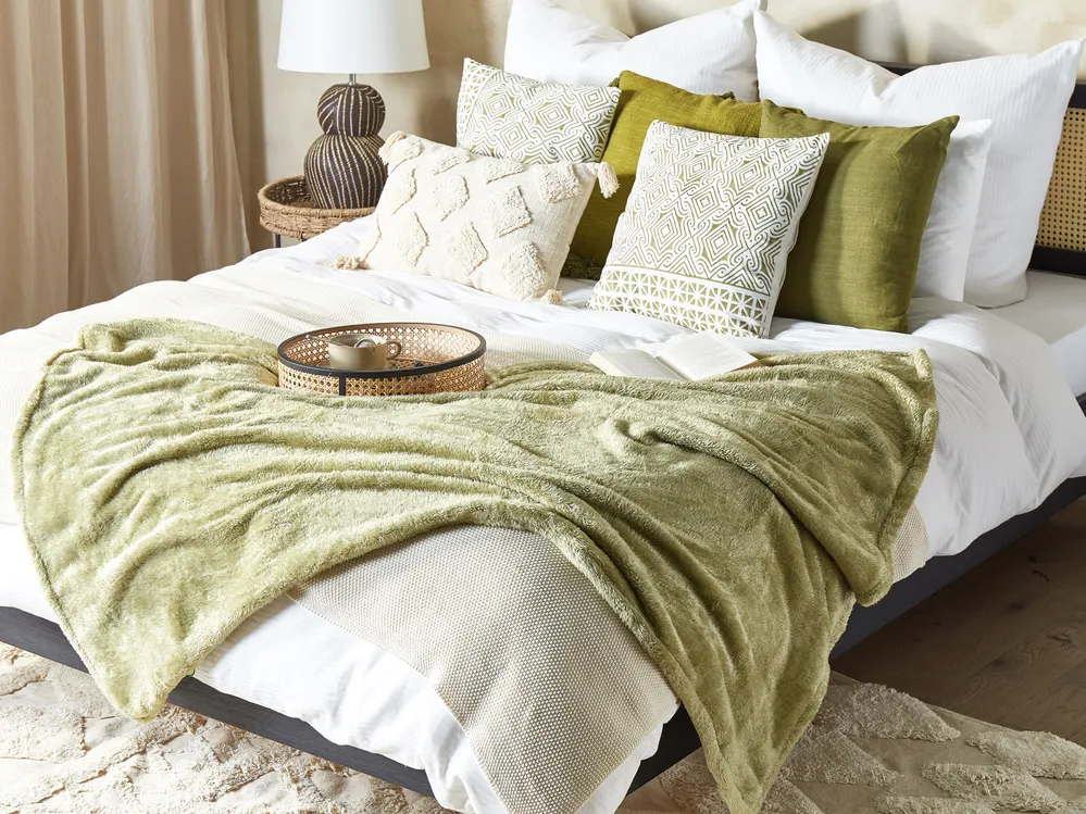 Blanket NAMDU 125 x 150 cm Olive Green