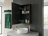 Väggmonterat badrumsskåp med spegel LED CAMERON 40 cm x 60 cm Svart_1173727