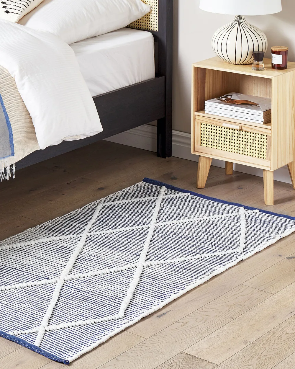 Rug SYNOPA Blue 80 x 150 cm Cotton