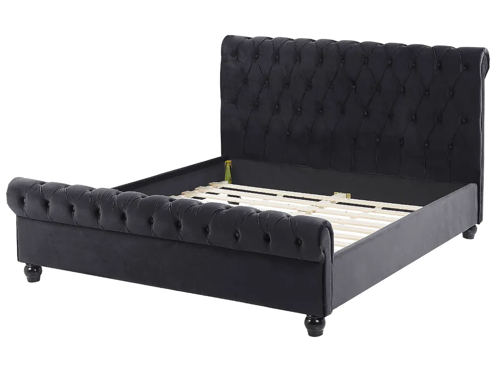 Bed Velvet AVALLON 140 x 200 cm (EU Double) Black_743638