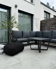 Garden Corner Sofa with Table 5 Seater VIZZINI Metal Grey_982352