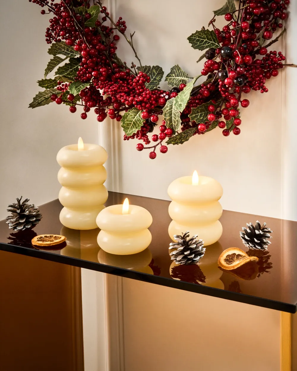 Set of 3 LED Candles ETERNIS 5/8/11 cm Off-White
