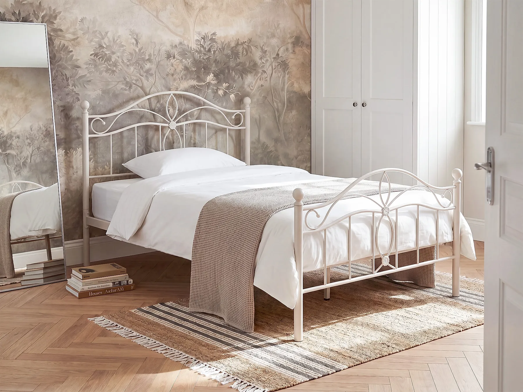 Sänky Metalli ANTLIA 120 x 200 cm Vaaleanbeige_1165259
