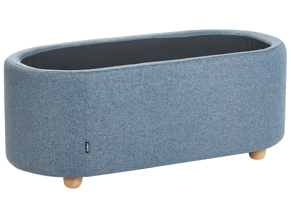 Upholstered Storage Bench HAYWARD Fabric 98 cm Blue_1056515