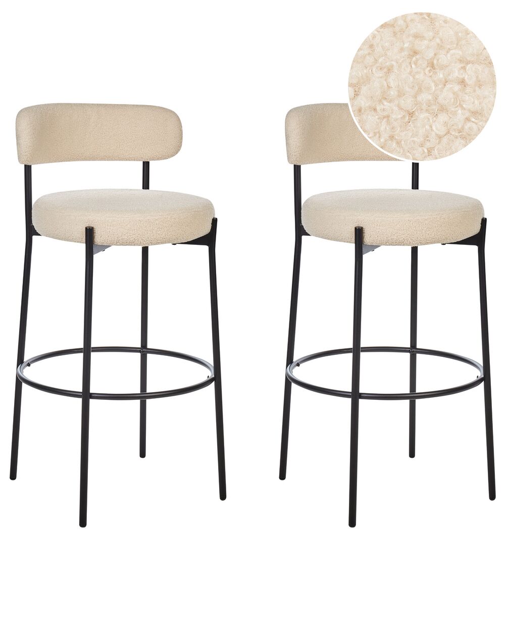 Set med 2 barstolar ALLISON Bouclé Ljusbeige