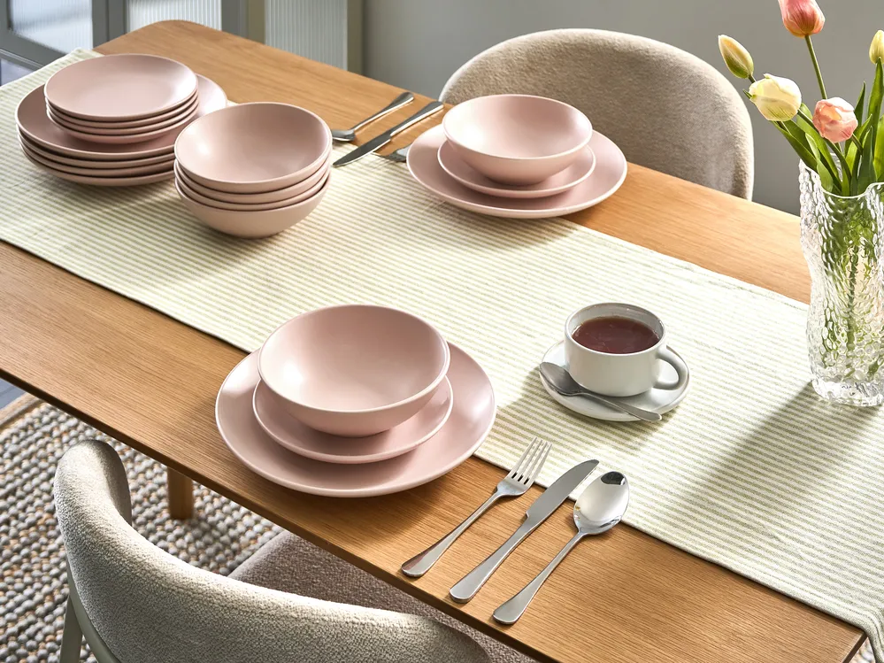 Set of 18 Dinnerware VIVANI Stoneware Pink