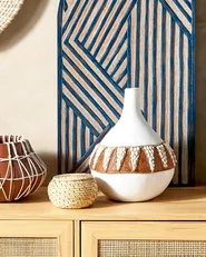 Decorative Vase SIMPANG 33 cm Ceramic White_849676