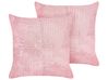 Set of 2 Decorative Cushions MILLET 43 x 43 cm Corduroy Pink Geometric Pattern